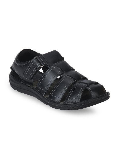 

Red Tape Men Black Leather Fisherman Sandals