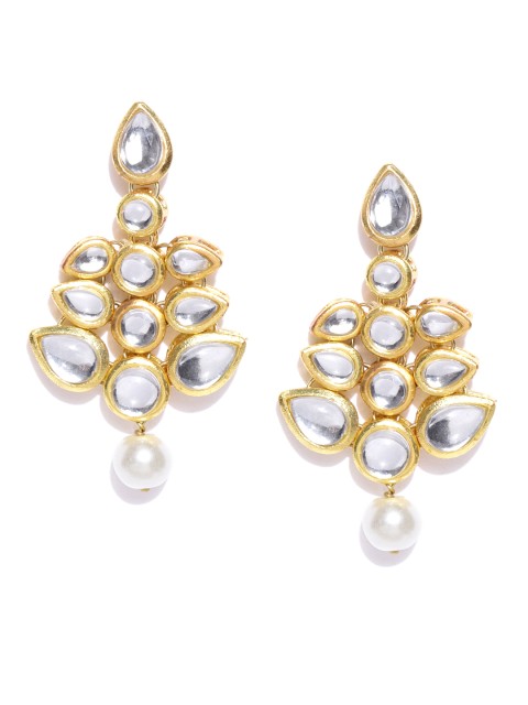 

KARATCART Off-White Gold-Plated Handcrafted Classic Drop Earrings