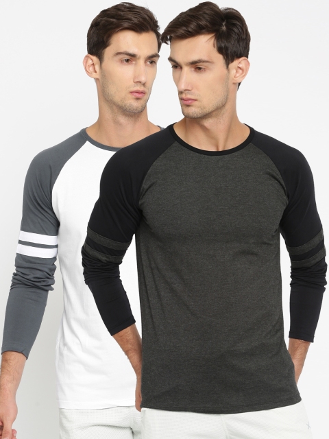 

SayItLoud Men Pack Of 2 Round Neck T-Shirts, Charcoal