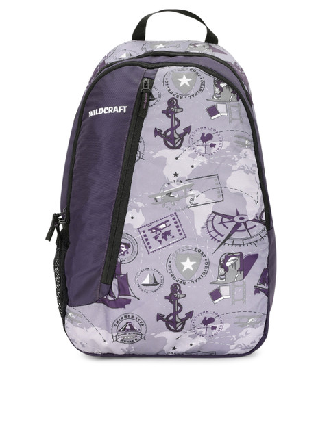 

Wildcraft Unisex Grey & Purple Graphic Crate Backpack