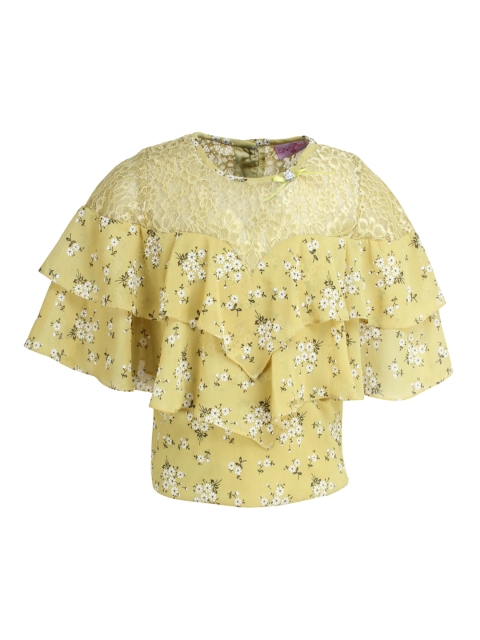 

CUTECUMBER Girls Yellow Printed Top