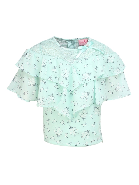 

CUTECUMBER Girls Sea Green Printed Top