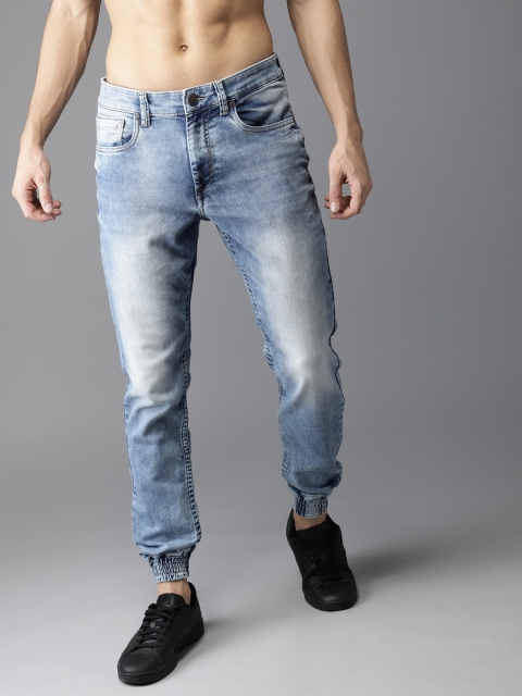 

HERE&NOW Men Blue Slim Fit Mid-Rise Clean Look Cuffed Hem Stretchable Jeans