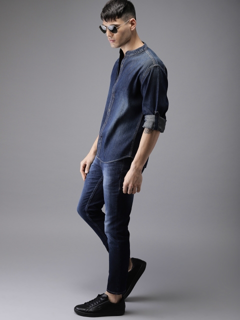 

HERE&NOW Men Blue Regular Fit Faded Denim Casual Shirt