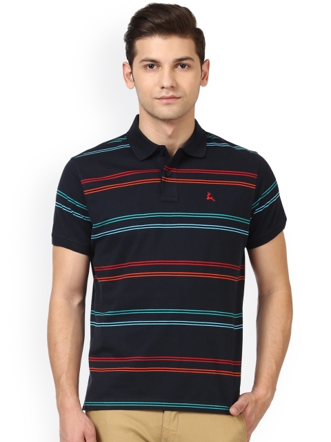 

Parx Men Black Striped Polo Collar T-shirt