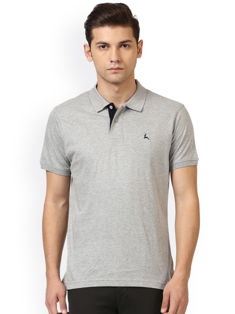 

Parx Men Grey Solid Polo Collar T-shirt