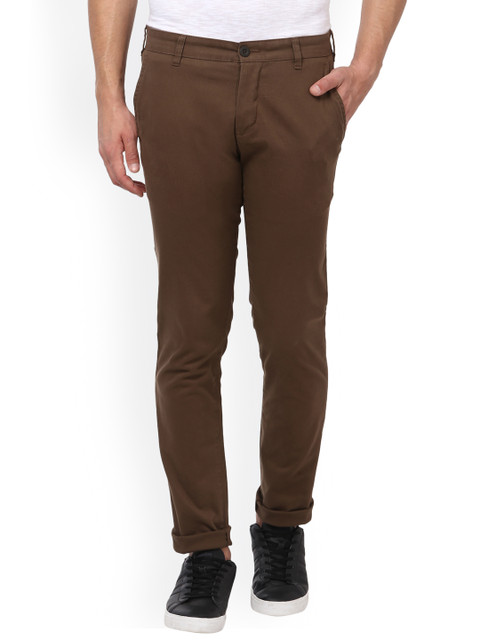 

Parx Men Brown Slim Fit Solid Regular Trousers
