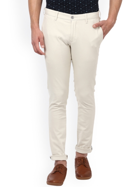 

Parx Men Cream-Coloured Slim Fit Solid Regular Trousers