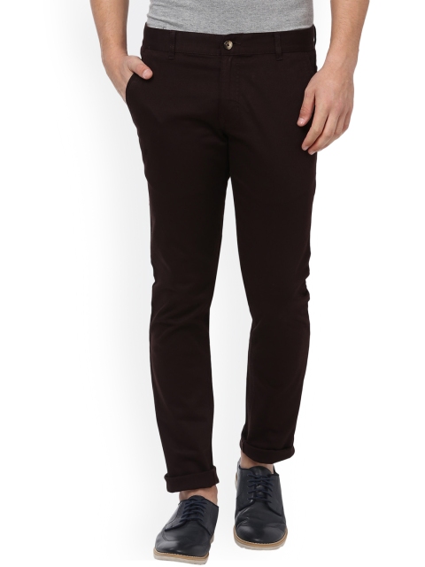 

Parx Men Brown Slim Fit Solid Regular Trousers