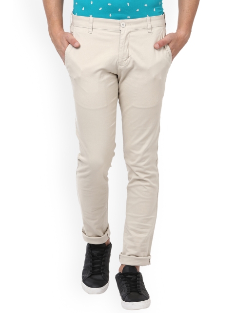 

Parx Men Cream-Coloured Slim Fit Solid Regular Trousers