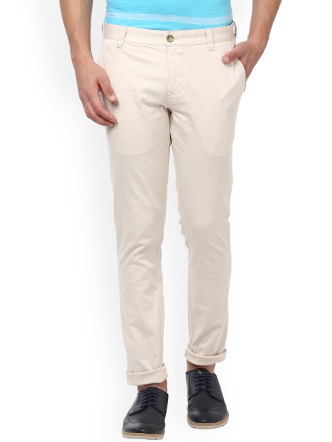 

Parx Men Cream-Coloured Slim Fit Solid Regular Trousers