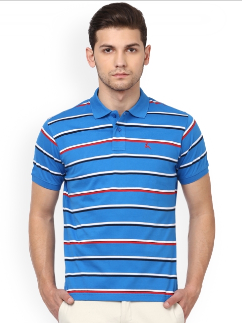 

Parx Men Blue Striped Polo Collar T-shirt