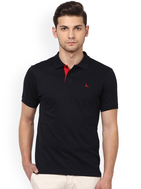 

Parx Men Black Solid Polo Collar T-shirt