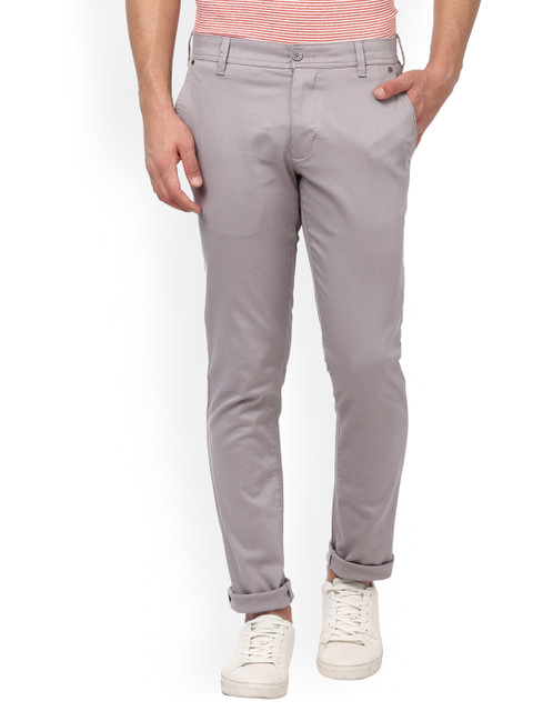 

Parx Men Grey Slim Fit Solid Regular Trousers