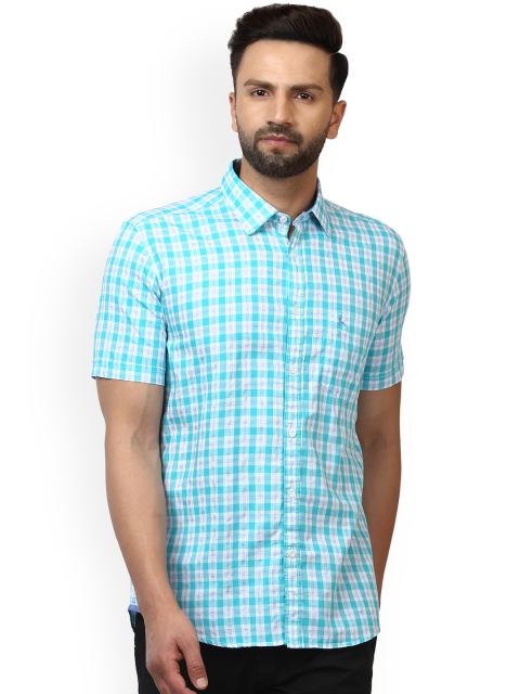 

Parx Men Blue & White Slim Fit Checked Casual Shirt