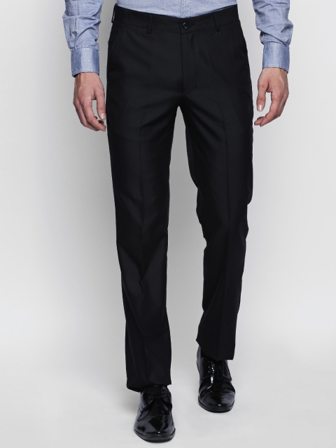 

Solemio Men Black Slim Fit Solid Formal Regular Trousers
