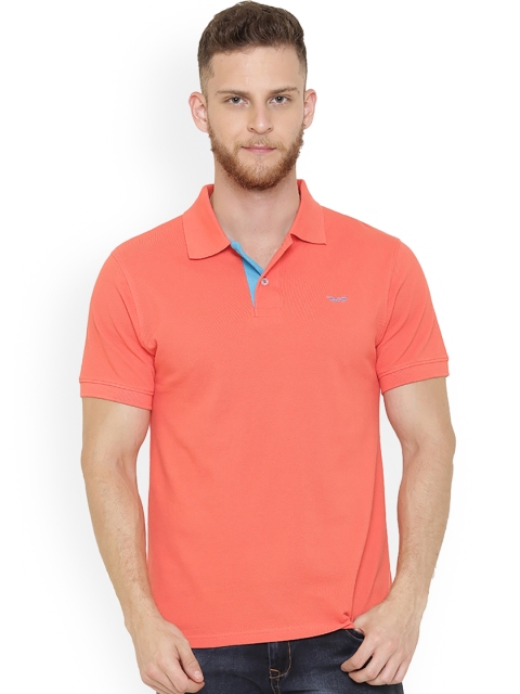 

THISRUPT Men Orange Solid Polo Collar T-shirt