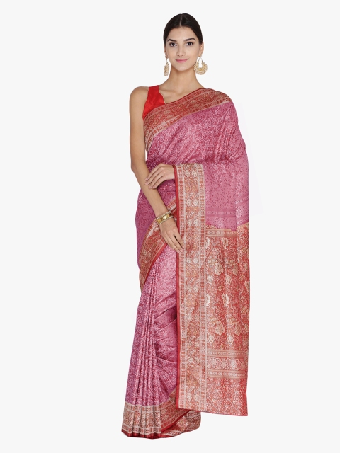 

Chhabra 555 Pink & Red Art Silk Woven Design Banarasi Saree