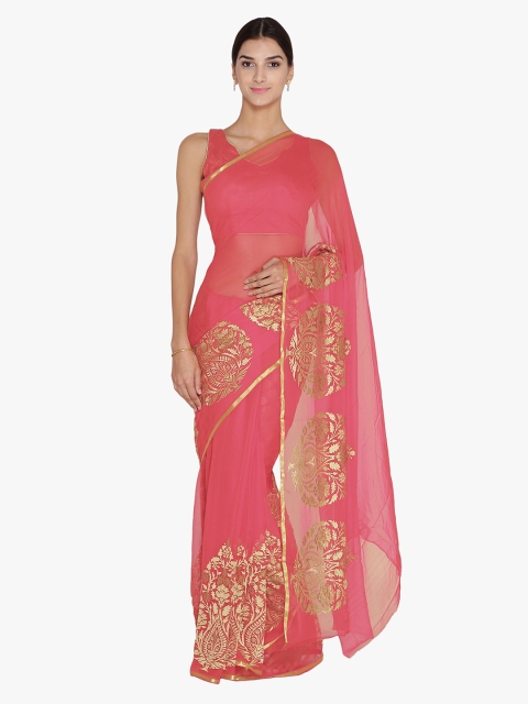 

Chhabra 555 Pink Embellished Poly Chiffon Saree