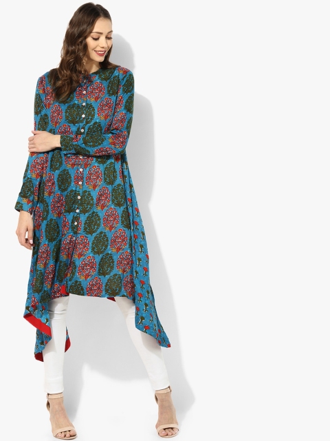 

Sangria Women Blue & Green Printed A-Line Kurta