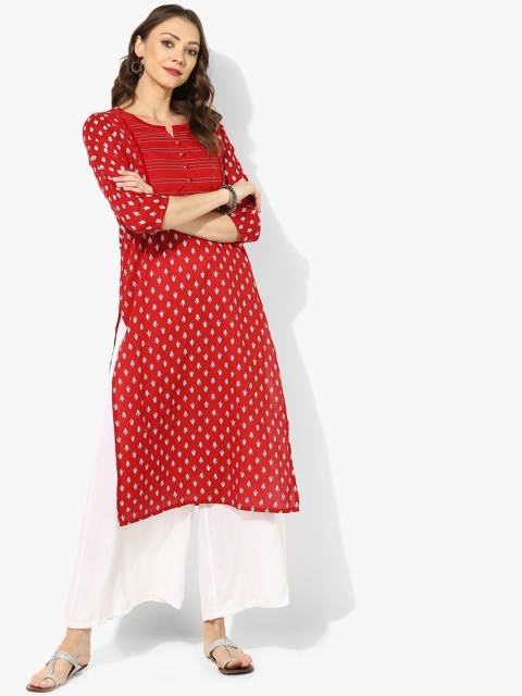 

Sangria Women Red Printed Straight Kurta