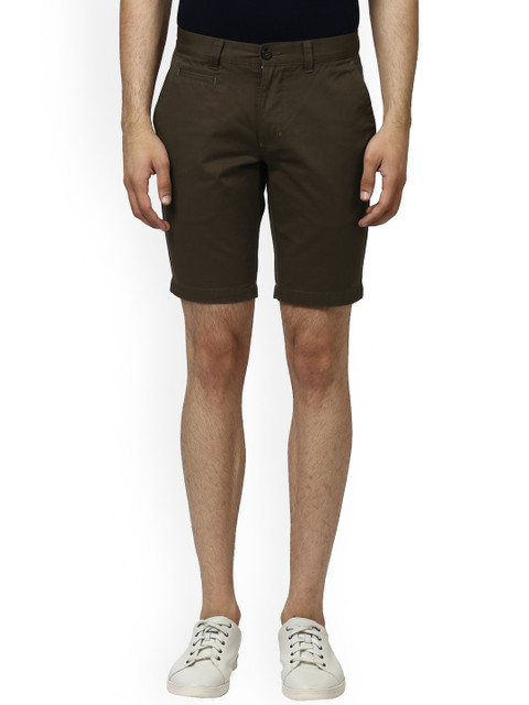 

Park Avenue Men Green Solid Slim Fit Chino Shorts