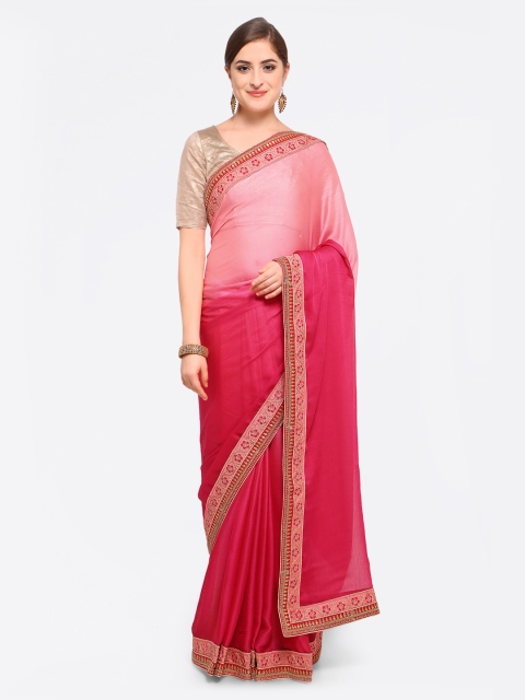 

Triveni Pink Solid Poly Georgette Saree
