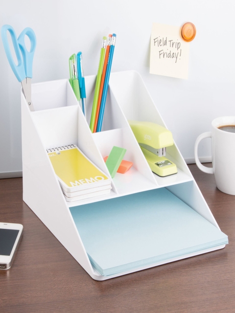 

InterDesign White Plastic Desk Organiser