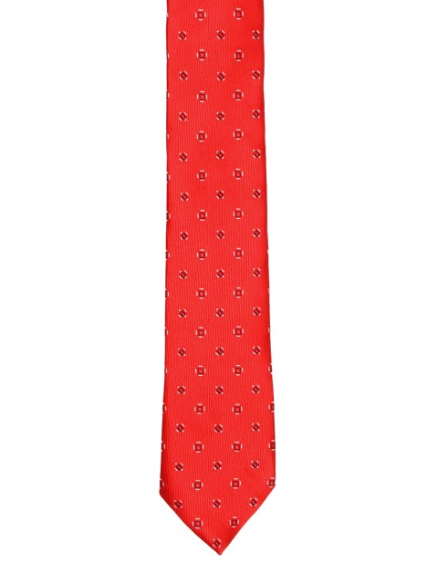 

Tossido Red Woven Design Skinny Tie