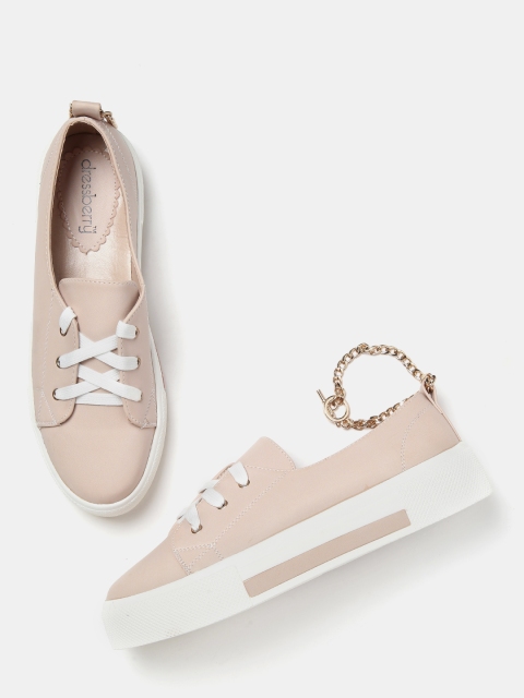 

DressBerry Women Dusty Pink Flatform Sneakers