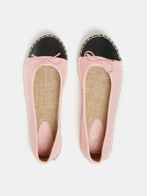 

Mast & Harbour Women Pink & Black Colourblocked Espadrille Ballerinas