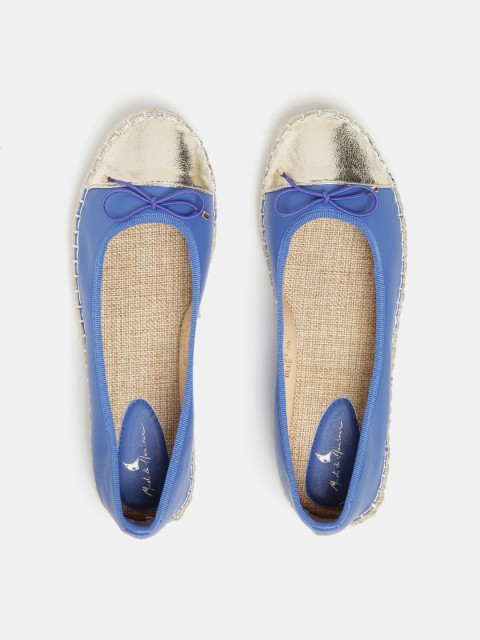 

Mast & Harbour Women Blue & Gold-Toned Colourblocked Espadrille Ballerinas