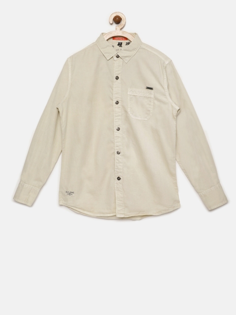 

RUFF Boys Beige Regular Fit Solid Casual Shirt
