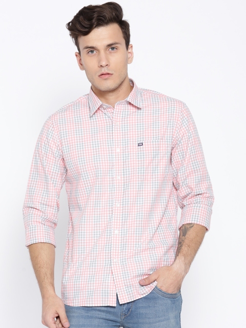 

Arrow Sport Men White & Orange Slim Fit Checked Casual Shirt