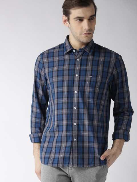 

Arrow Sport Men Blue & Charcoal Grey Slim Fit Checked Casual Shirt