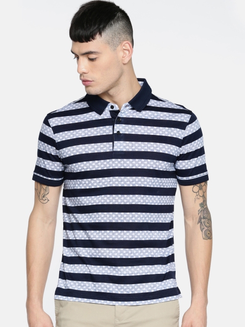 

Arrow Sport Men Navy Blue Striped Polo Collar T-shirt