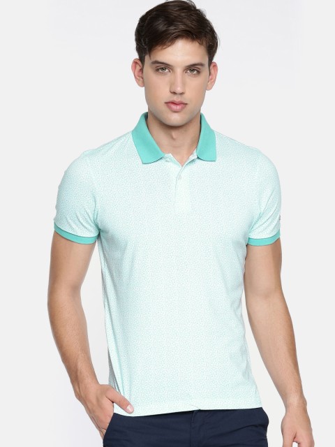 

Arrow Sport Men White & Blue Printed Polo Collar T-shirt