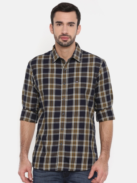 

Arrow Sport Men Brown & Navy Slim Fit Checked Casual Shirt