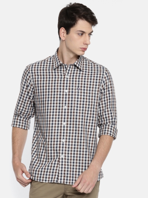

Arrow Sport Men Navy Blue & Brown Slim Fit Checked Casual Shirt
