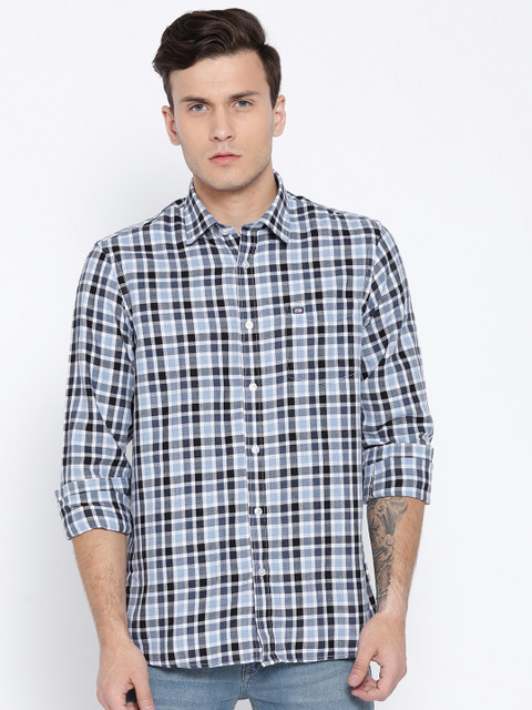 

Arrow Sport Men White & Blue Slim Fit Checked Casual Shirt