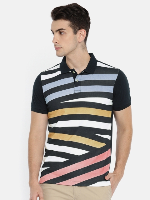 

Arrow Sport Men Navy Blue Striped Polo Collar T-shirt