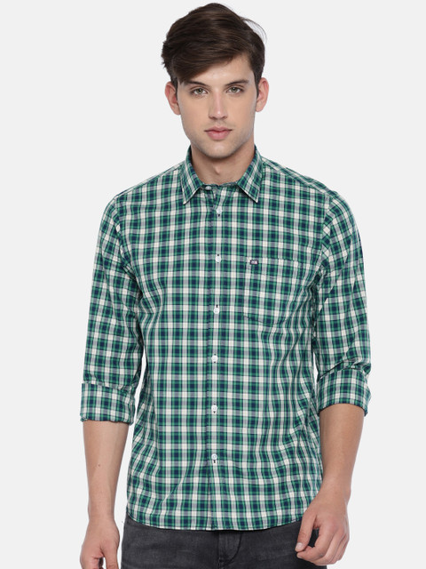 

Arrow Sport Men Green & Navy Blue Slim Fit Checked Casual Shirt