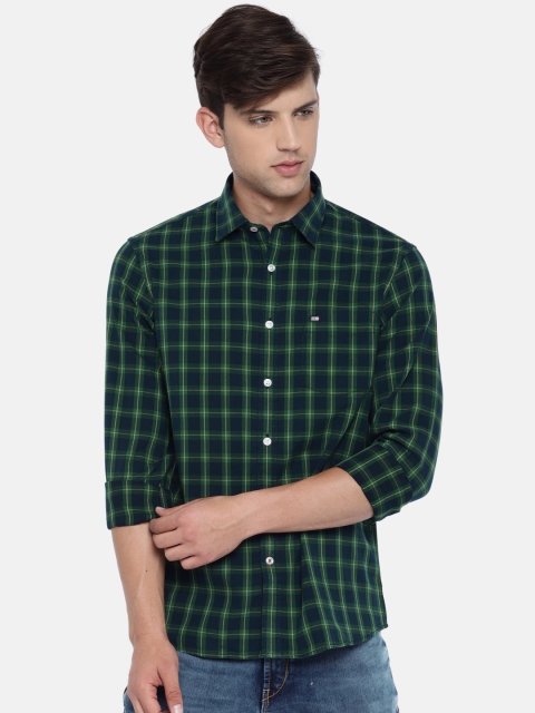 

Arrow Sport Men Green & Navy Slim Fit Checked Casual Shirt