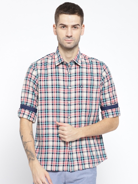

Arrow Sport Men Off-White & Blue Slim Fit Checked Casual Shirt