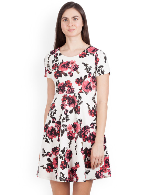 

Zink London Women White Printed Fit and Flare Dress