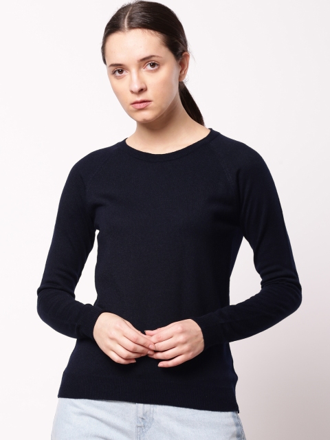 

ether Women Navy Blue Solid Pullover