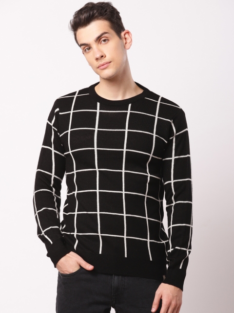 

ether Men Black & White Checked Pullover