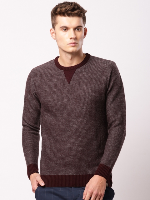 

ether Men Maroon Solid Pullover