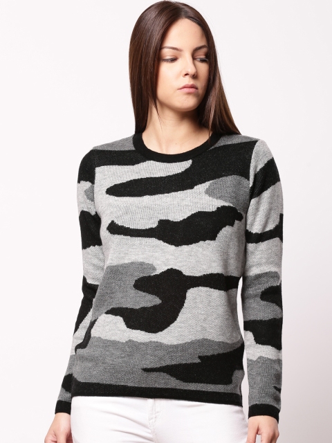 

ether Women Grey & Black Printed Pullover