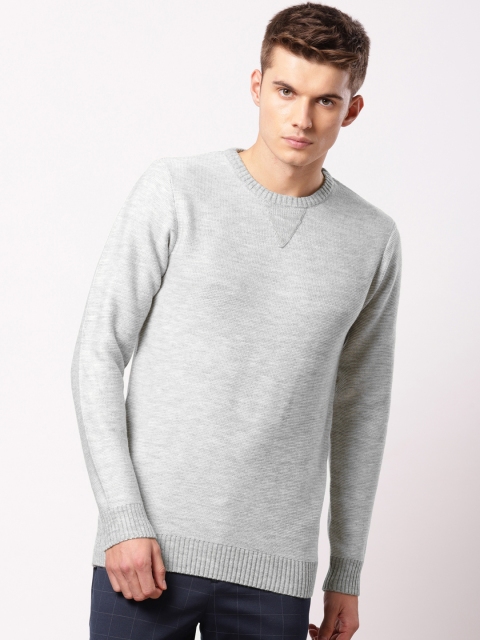 

ether Men Grey Melange Solid Pullover